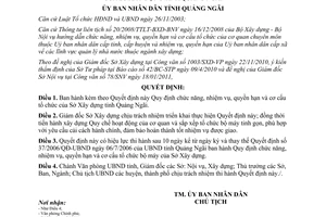 Quyết định số 04/2011/QĐ-UBND chức năng, nhiệm vụ  Sở Xây dựng tỉnh Quảng Ngãi
