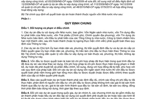 Thông tư 19/2011/TT-BTC quyết toán dự án hoàn thành