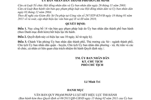 Quyết định 09/2011/QĐ-UBND công bố văn bản quy phạm pháp luật hết liệu lực