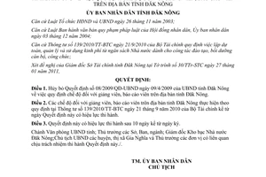 Quyết định 10/2011/QĐ-UBND hủy bỏ Quyết định 08/2009/QĐ-UBND tỉnh Đắk Nông