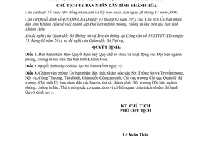 Quyết định 426/QĐ-UBND Tổ chức hoạt động của Đội liên ngành phòng chống in lậu Khánh Hòa