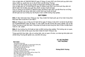 Thông tư 03/2011/TT-BCT Quy chuẩn Kỹ thuật quốc gia an toàn trong khai thác