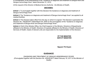 Decision No. 458/QD-BYT diagnosis treatment of Dengue hemorrhagic fever