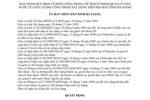 Quyết định 293/2011/QĐ-UBND phân công, phân cấp chất lượng công trình xây dựng