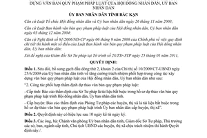 Quyết định 262/2011/QĐ-UBND trách nhiệm xây dựng văn bản quy phạm pháp luật