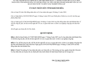 Quyết định 446/QĐ-UBND 2001 bãi bỏ Quyết định 47/2007/QĐ-UBND Khánh Hòa