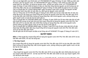 Quyết định 251/QĐ-UBND phê duyệt Quy hoạch tổng thể sử dụng tài nguyên nước