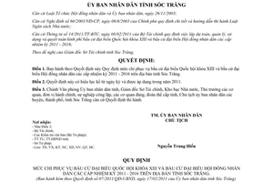 Quyết định 07/2011/QĐ-UBND Quy định mức chi phục vụ bầu cử đại biểu Quốc hội