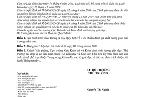 Thông tư 07/2011/TT-BGDĐT tiêu chuẩn đánh giá chất lượng giáo dục