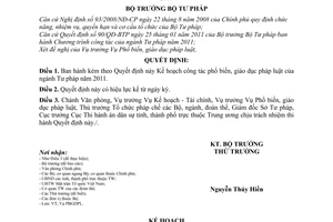 Quyết định 195/QĐ-BTP Kế hoạch công tác phổ biến, giáo dục pháp luật