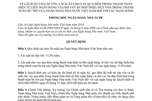 Quyết định 271/QĐ-NHNN lãi suất tái cấp vốn, cho vay qua đêm