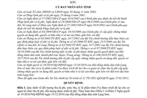 Quyết định 01/2011/QĐ-UBND thu lệ phí cấp giấy chứng nhận quyền sử dụng