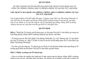 Quyết định 09/QĐ-PCAIDSMTMD thành lập Tổ chuyên gia giúp Chủ tịch Ủy