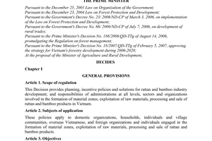 Decision No. 11/2011/QD-TTg incentive policies for rattan and bamboo industry de