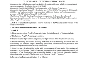 Ordinance No. 15/2011/UBTVQH12 amending and supplementing a number of articles