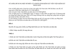Pháp lệnh sửa đổi Pháp lệnh Kiểm sát viên Viện kiểm sát nhân dân