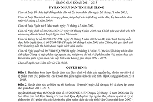 Quyết định 04/2011/QĐ-UBND phân cấp nguồn thu nhiệm vụ chi tỷ lệ phân chia