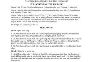 Quyết định 07/2011/QĐ-UBND chức năng nhiệm vụ cơ cấu Đài Phát thanh Truyền hình Hậu Giang
