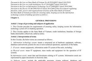 Circular No. 01/2011/TT-NHNN providing for ensuring safety, keeping secrets