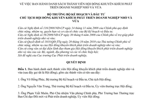 Quyết định 203/QĐ-BKHĐT  Hội đồng khuyến khích phát triển doanh nghiệp