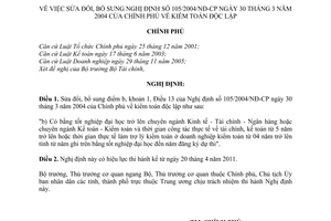 Nghị định 16/2011/NĐ-CP sửa đổi Nghị định 105/2004/NĐ-CP kiểm toán độc lập
