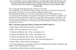 Thông tư 03/2011/TT-BGTVT sửa đổi Thông tư 07/2010/TT-BGTVT