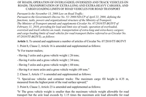 Circular No. 03/2011/TT-BGTVT amending and supplementing the Transport Ministry'