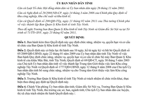 Quyết định 05/2011/QĐ-UBND nhiệm vụ quyền hạn ban quản lý khu kinh tế Tây Ninh