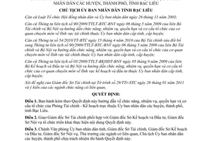 Quyết định 344/QĐ-UBND năm 2011 chức năng nhiệm vụ phòng kế hoạch Bạc Liêu