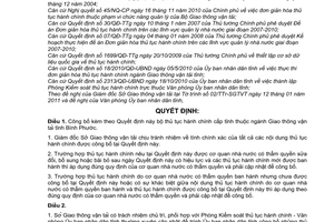 Quyết định 12/2011/QĐ-UBND công bố bộ thủ tục hành chính cấp tỉnh