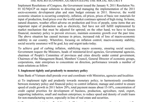 Resolution No. 11/NQ-CP on solutions mainly focusing on containing inflation