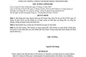 Quyết định 282/QĐ-TTg  công tác phòng, chống tội phạm