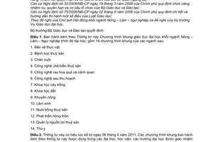 Thông tư 09/2011/TT-BGDĐT Chương trình khung giáo dục đại học khối ngành