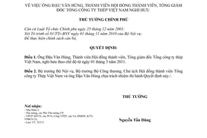 Quyết định 280/QĐ-TTg  Ông Đậu Văn Hùng, Thành viên Hội đồng