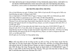 Quyết định 0908/QĐ-BCT bổ sung quy hoạch phân vùng thăm dò, khai thác,