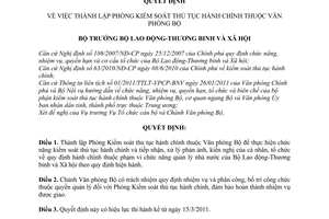 Quyết định 229/QĐ-LĐTBXH thành lập Phòng Kiểm soát thủ tục hành chính