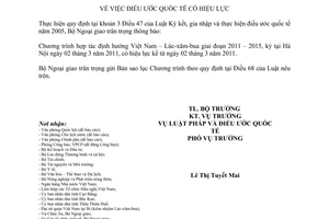 Thông báo hiệu lực Chương trình hợp tác định hướng Việt Nam – Lúc-xăm-bua