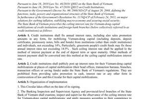 Circular No. 02/2011/TT-NHNN  prescribing the ceiling interest rate for vietnam