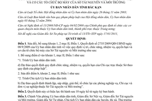 Quyết định 339/2011/QĐ-UBND quyền hạn và cơ cấu tổ chức Sở Tài nguyên Bắc Kạn
