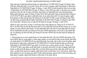 Chỉ thị 02/2011/CT-UBND an ninh trật tự trong ngành nghề kinh doanh có điều kiện