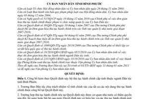 Quyết định 18/2011/QĐ-UBND công bố bộ thủ tục hành chính cấp tỉnh