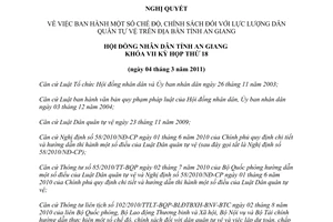 Nghị quyết 02/2011/NQ-HĐND chế độ chính sách lực lượng dân quân tự vệ An Giang