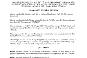 Quyết định 17/2011/QĐ-UBND tiêu chí Khu nhà trọ không tội phạm tệ nạn xã hội Đồng Nai