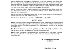 Quyết định 11/2011/QD-UBND công khai dự toán ngân sách nhà nước 2011 Thái Nguyên