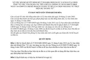 Quyết định 577/QĐ-UBND  Bãi bỏ Quyết định 27/2010/QĐ-UBND vận dụng tiêu chí