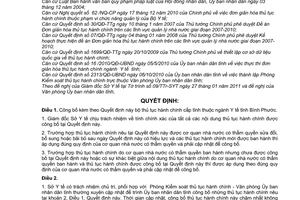 Quyết định 21/2011/QĐ-UBND công bố bộ thủ tục hành chính cấp tỉnh