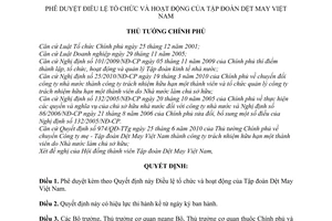 Quyết định 340/QĐ-TTg phê duyệt Điều lệ tổ chức hoạt động Tập đoàn