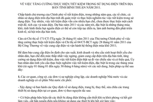 Chỉ thị 08/CT-UBND tăng cường thực hiện tiết kiệm trong sử dụng điện 2011 Bình Thuận