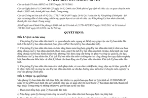 Quyết định 388/QĐ-UBND 2011 quy định chức năng tổ chức biên chế Văn phòng Ủy ban Hưng Yên