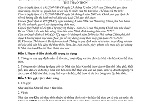 Thông tư 06/2011/TT-BVHTTDL mẫu tổ chức, hoạt động Nhà văn hóa-Khu thể thao thôn